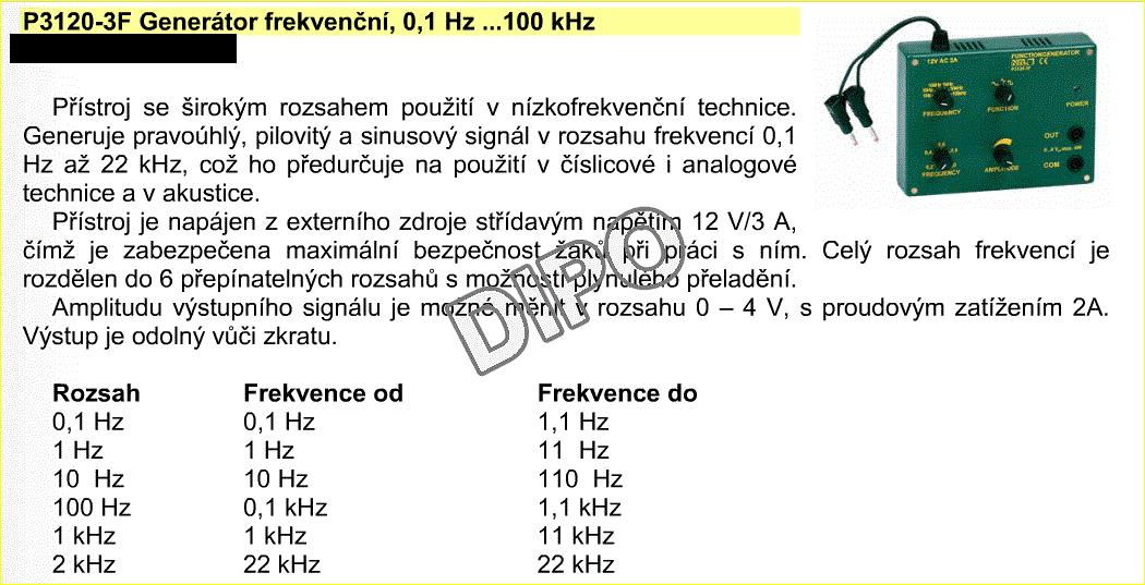 Frekvenční generátor (rozsah 0,1...100kHz)